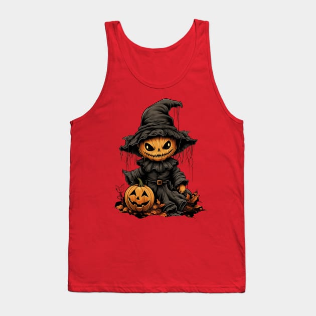 Evil Pumpkin Doll Halloween Tank Top by FrogandFog